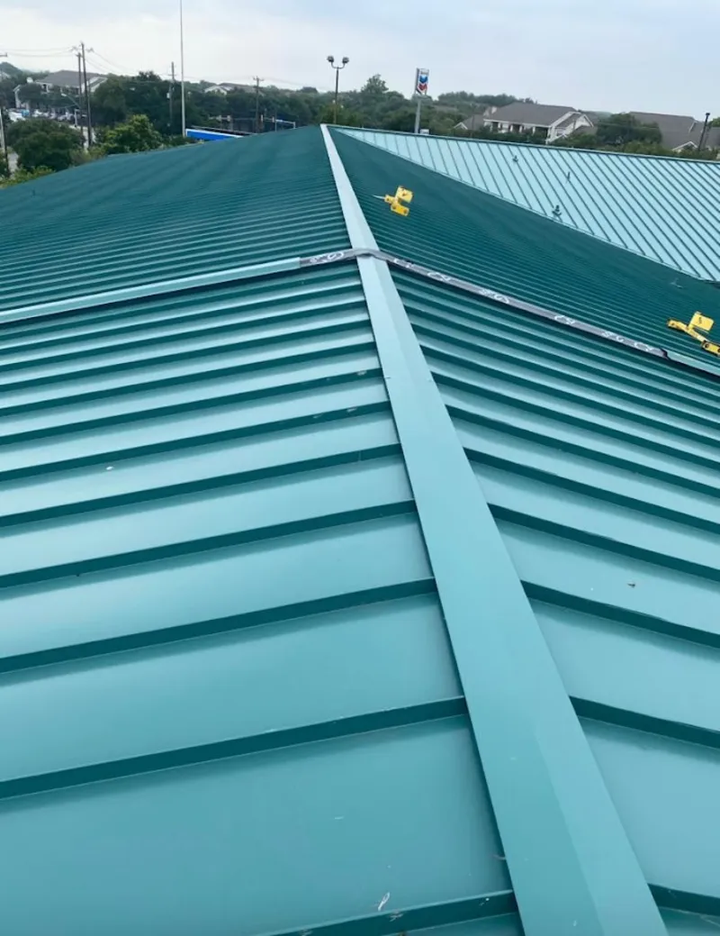 Green commercial metal roof ridge and valley for Metal Roof Repair in Valdosta